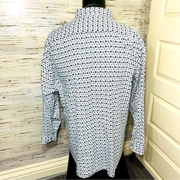 SOUL Of London White Blue Motorcycle Button Down Shirt Modern Long Sleeve Sz 2XL - Picture 4 of 13